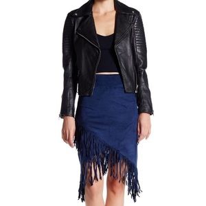 NWT En Creme Fringe Skirt Size Small Navy Boho